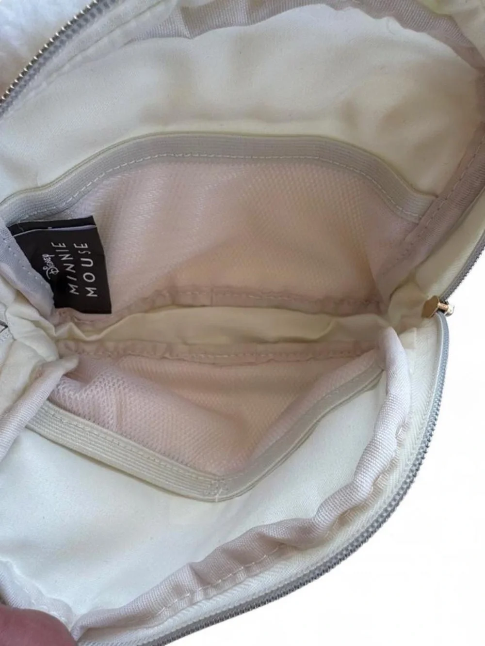 Disney Minnie Mouse White Sherpa Fanny Pack Pink Strap Belt Bag Crossbody NWT